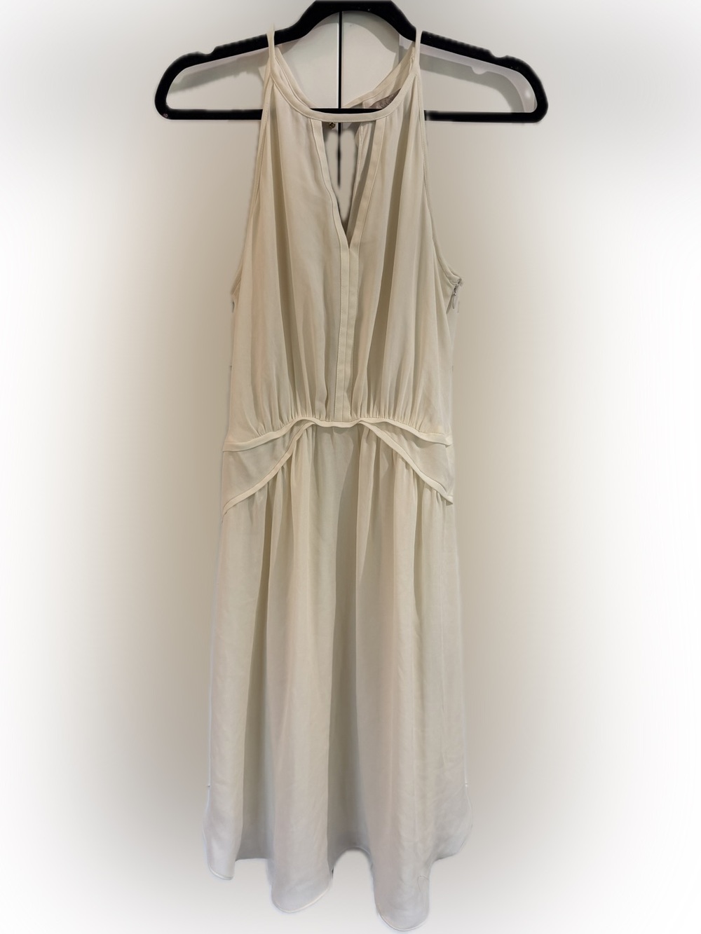 Banana Republic Ivory Cream Sleeveless Midi Dress Size 8 Flowy Minimalist